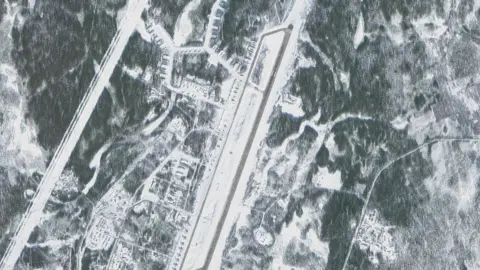Satellite image of Olenya airbase in Russia, taken in March. 