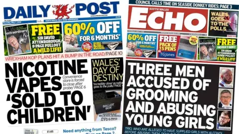Daily Post and South Wales Echo front pages