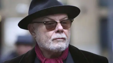 File photo dated 28/1/2015 of Gary Glitter, wearing sunglasses, a black hat and red and white spotted scarf