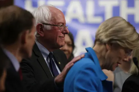 Getty Images Sanders and Warren in 2017