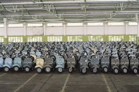 Getty Images Scooters at Bajaj Auto Plant.