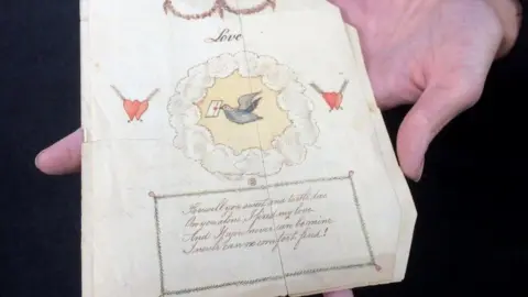 Hansons Valentine card dating back to circa 1790