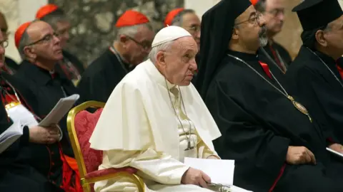 Getty Images Pope Francis at a summit on protecting minors in the church in February 2019