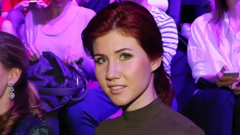 Getty Images Anna Chapman attends the Mercedes-Benz Fashion Week Russia S/S 2014 on 30 October 2013 in Moscow, Russia.