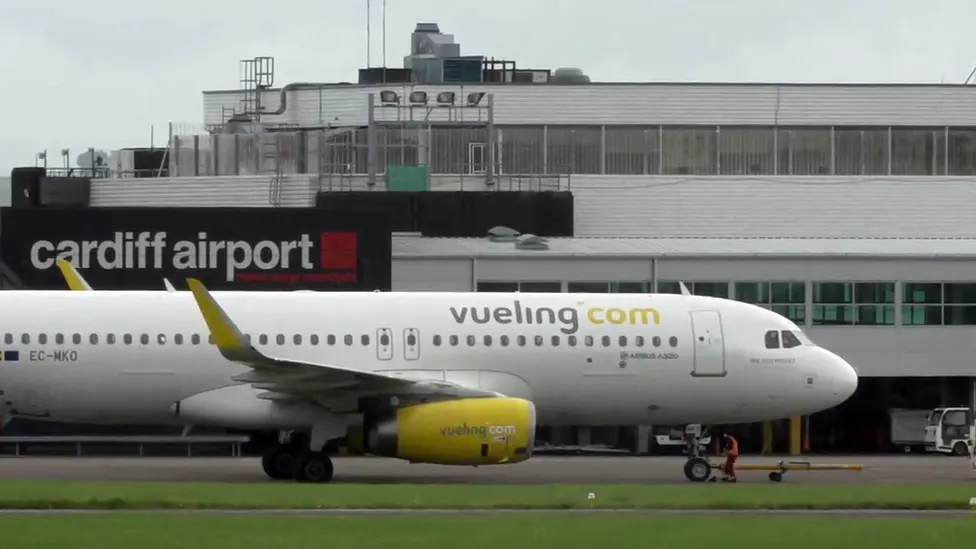 Vueling flight at Cardiff Airport