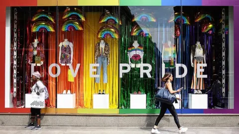 Getty Images Pride decorated shop window