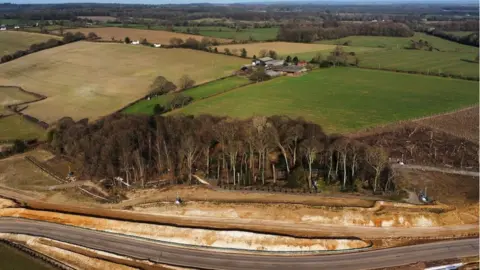 Getty Images aerial view of jones hill wood in great missenden