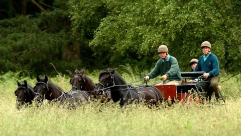 The Duke Edinburgh competes at the Sandringham Country show Horse Driving Trials held on the Norfolk Estate in 2005