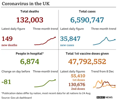 Graph showing UK Covid data