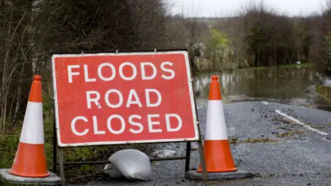 Getty Images Floods Road Closed sign