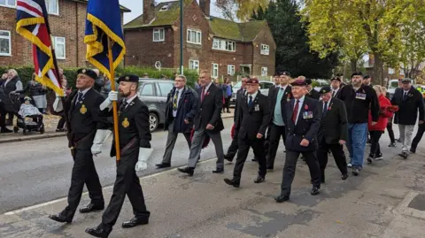 Eleanor Lang Standard-bearers at the Bulwell Remembrance parade in 2023