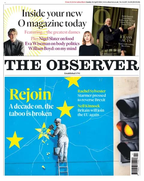 The headline on the front page of the Observer reads: “Rejoin: A decade on, the taboo is broken”.