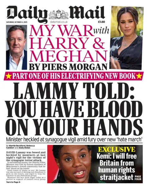  you have blood on your hands" reads the headline on the front page of the Daily Mail. 