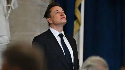 Getty Images Elon Musk at Donald Trump's inauguration wearing a suit and tie