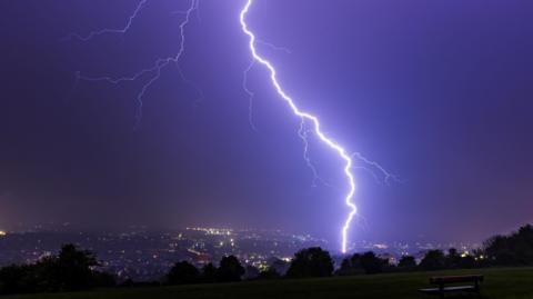 An onlooker captured an impressive lightning strike in Portsmouth