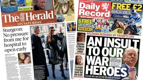 The Herald on Saturday and Daily Record front pages