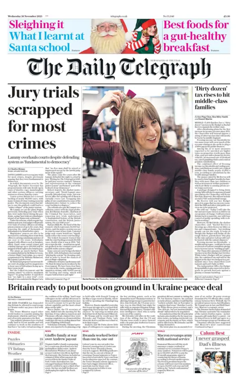 "Jury trials scrapped for most crimes," reads the headline on the front page of the Daily Telegraph.