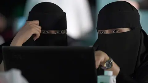 AFP File photo showing Saudi women attending a hackathon in Jeddah on 31 July 2018