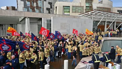 Getty Images FBU protest at Holyrood