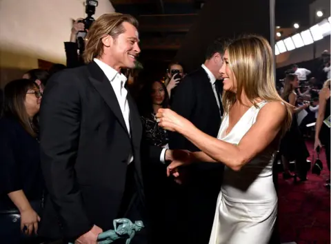 Getty Images Jennifer Aniston with Brad Pitt