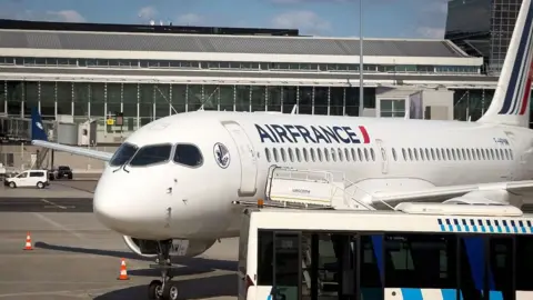 Getty Images An Air France Airbus A220-300 plane, registration F-HPNM, stands on the apron at Warsaw Chopin Airport in Warsaw, Poland, on May 22, 2026
