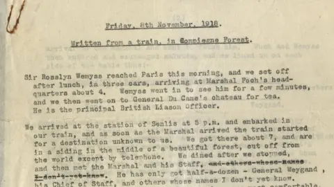 PRONI Captain Needham sent correspondence from a railway carriage in the Forest of Compiegne where the armistice was signed