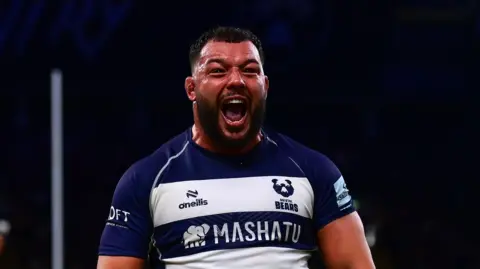 Bristol Bears' Ellis Genge celebrates.