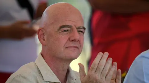 Fifa president Gianni Infantino looks on during a recent match he attended 