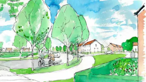 Taylor Wimpey Water painting of what part of the new estate in Backwell could look like