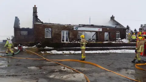 Cumbria Fire and Rescue Service Hartside Cafe after the fire