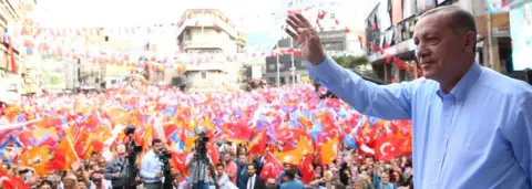 EPA Recep Tayyip Erdogan on the campaign trail