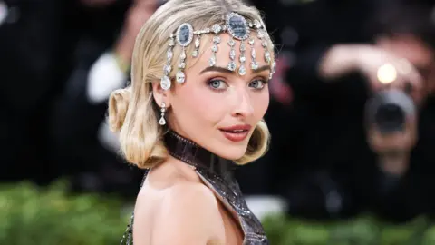 US musician and actress Sabrina Carpenter poses on the red carpet for the Met Gala in May 2026