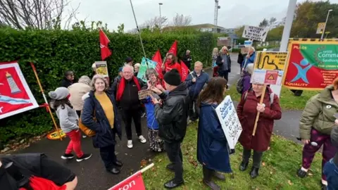 A group of protestors in Worthing