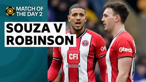 Vinicius Souza and Jack Robinson of Sheffield United