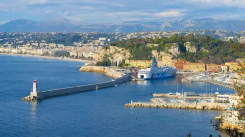 Panoramic View Over Nice and Coastline in Provence-Alpes- Cote dAzur, France. 