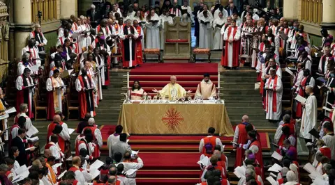 PA Media The Archbishop of Canterbury Justin Welby leads the opening service of the 15th Lambeth Conference at Canterbury cathedral in Kent, 31 July 2022