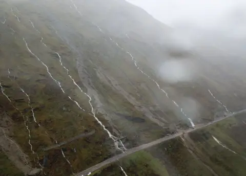 Bear Landslips above the A83 at the rest and be Thankful