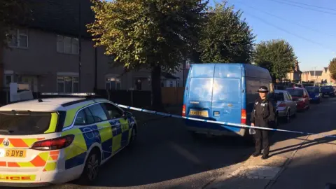 A police cordon in the area where the gunshot is believed to have been fired