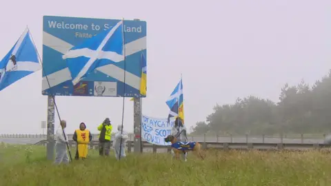 BBC border protest wide shot