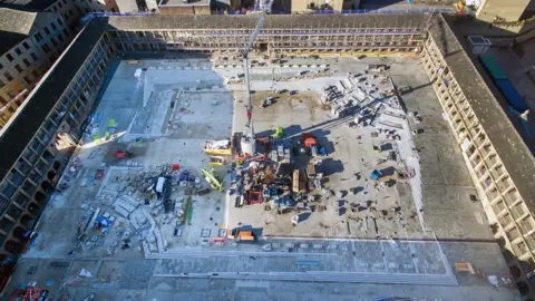 Calderdale Council Work on the courtyard at Halifax Piece Hall