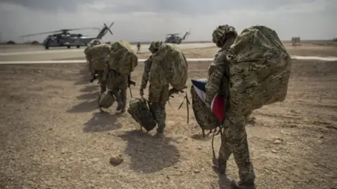 PA Last British troops leaving Camp Bastion in Helmand Province, Afghanistan, on 27 October 2014