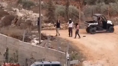 BBC Video still of clashes in the village of Qusra