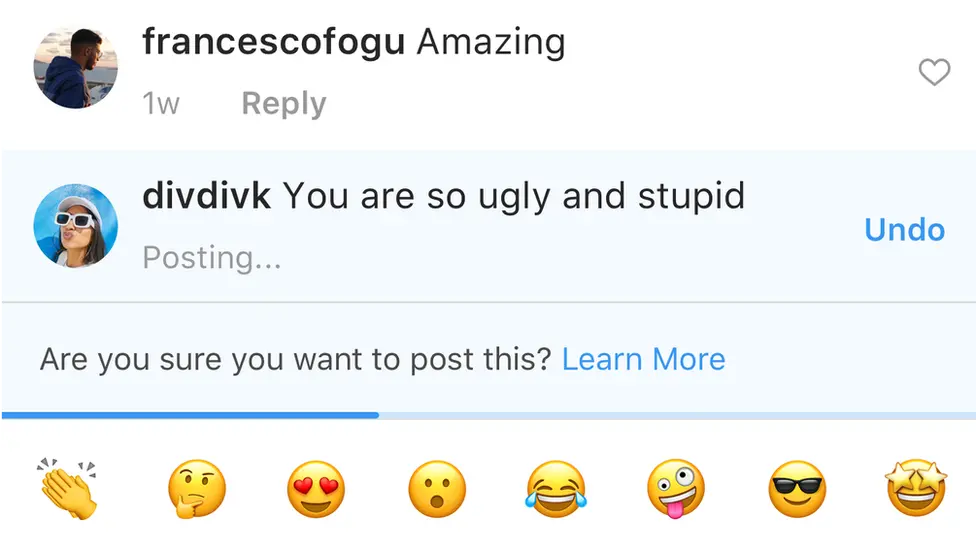 Instagram Bullying message on Instagram