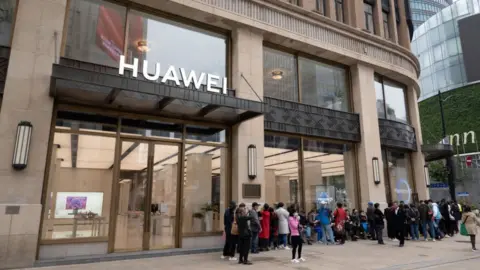 Getty Images The Huawei flagship store in Shanghai