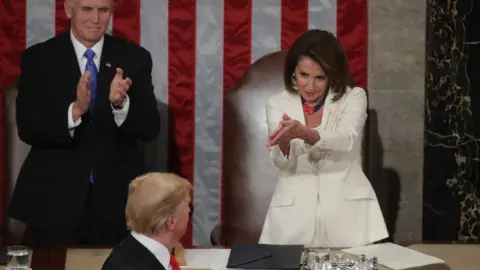 Getty Images Nancy Pelosi claps President Trump during his State of the Union address