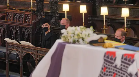 PA Media The Duke and Duchess of Cambridge, with the Earl of Wessex at the funeral of the Duke of Edinburgh