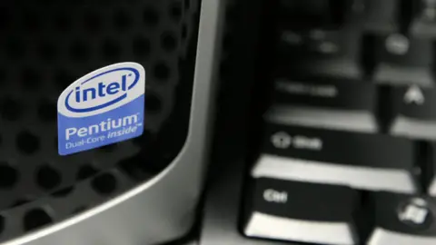 Getty Images Intel logo on machine