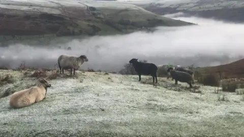 Gareth Thomas Snow above the Rhondda Fach