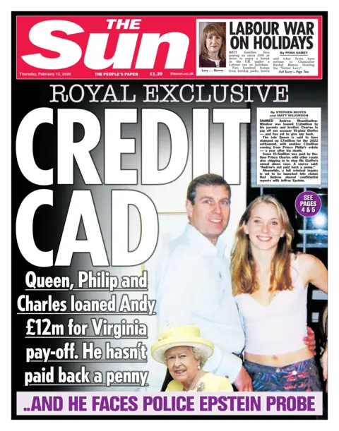 "Credit cad" reads the headline on the front page of the Sun.