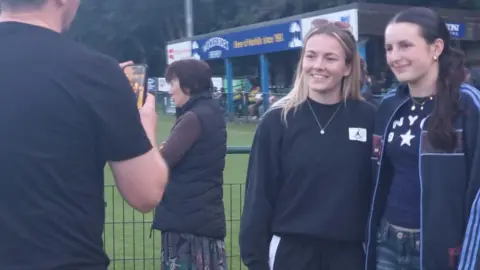 Jack Maclean/BBC Lauren Hemp posing with a fan